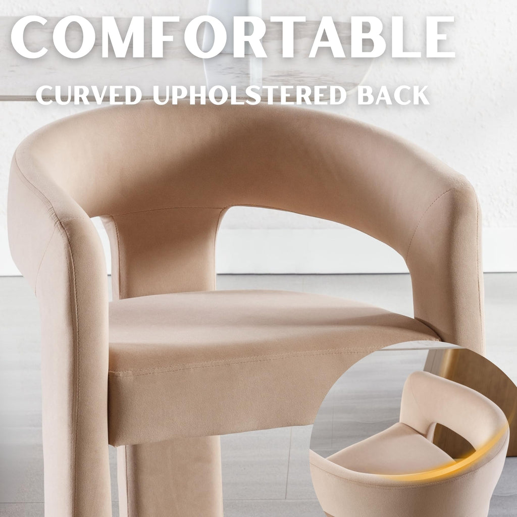 Modern Barrel Dining Chairs Set of 4, Velvet Upholstered Accent Side Chair with Arms Comfy Makeup Vanity Chairs