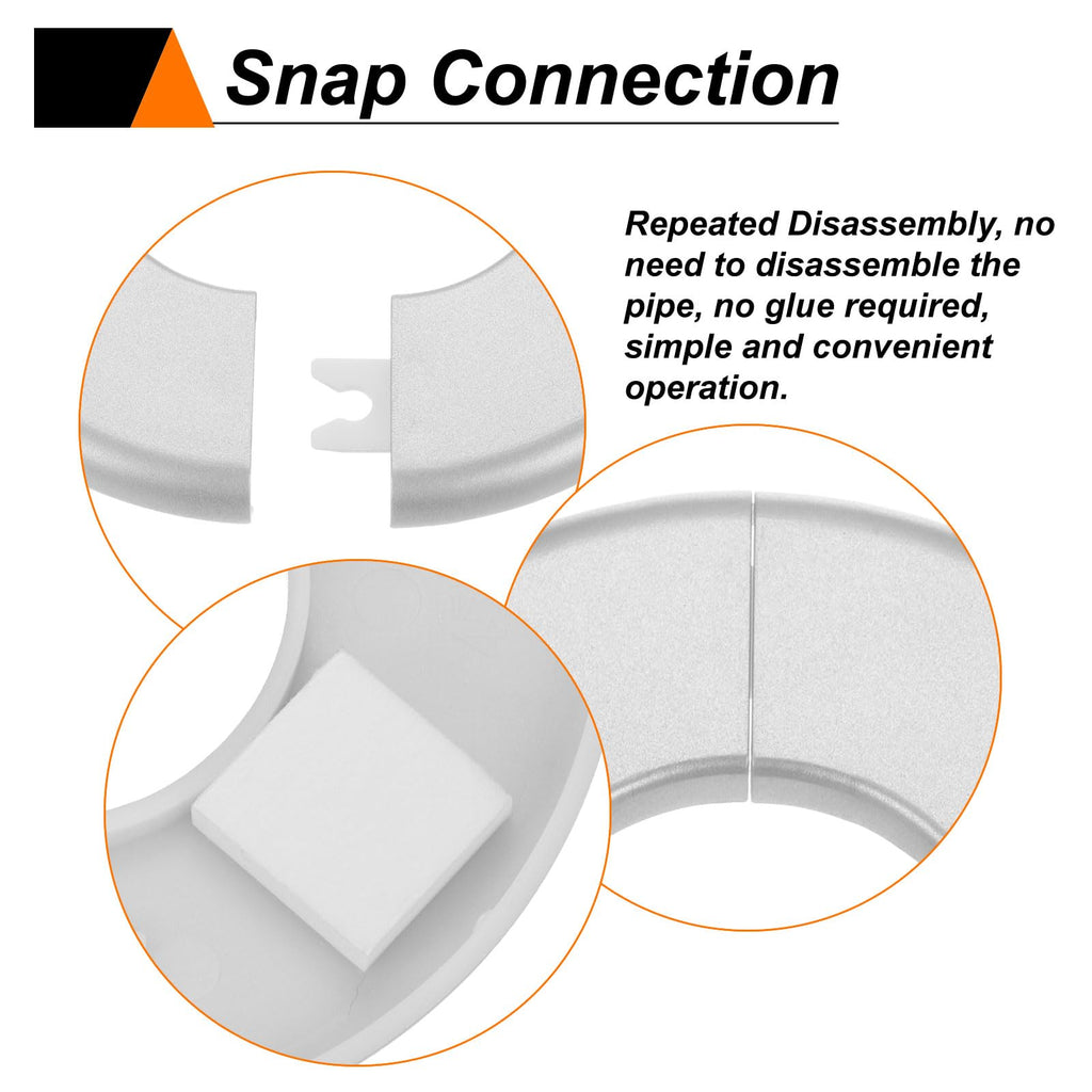 2pcs Wall Split Flange 17mm/0.7" Self-Adhesive Plumbing Cover Plates ABS Plastic Round Escutcheon Plate Buckle Design