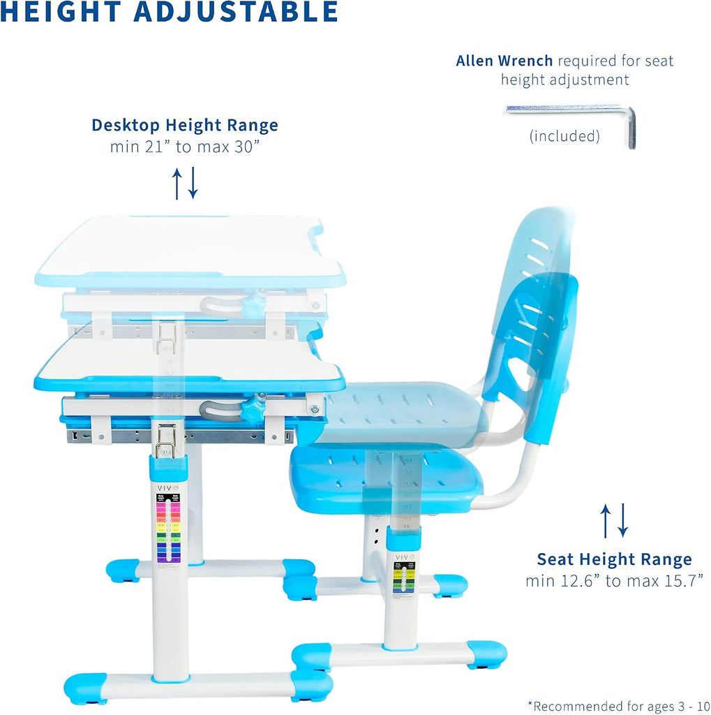 Blue Children's Desk and Chair Set, DESK-V201B