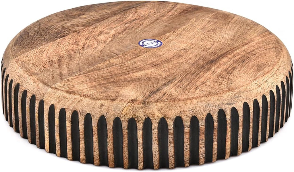 Black Wood Decorative Bowl - Rustic Centerpiece for Potpourri, Orbs & Table Décor, Elegant Home & Office Accent