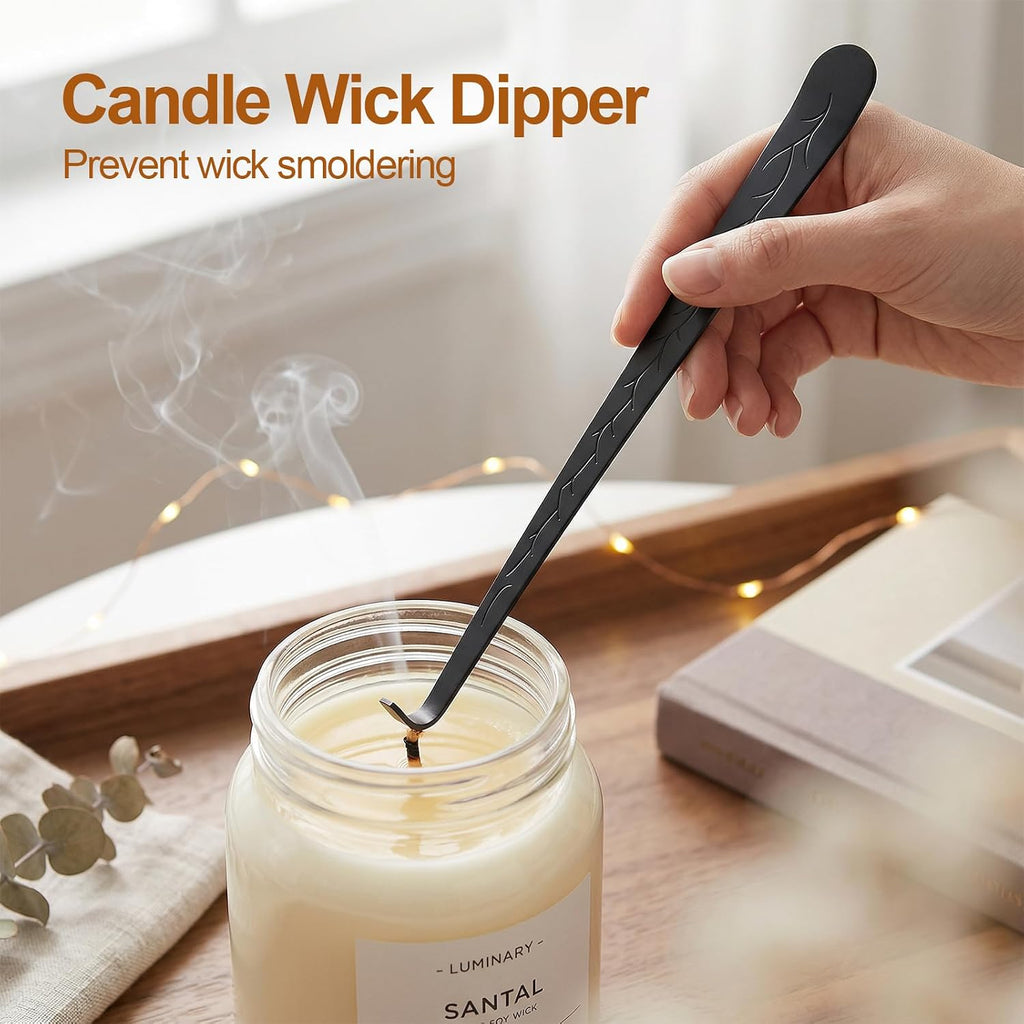 4-in-1 Stainless Steel Candle Care Kit for Candle Lovers, Black - Set of 4