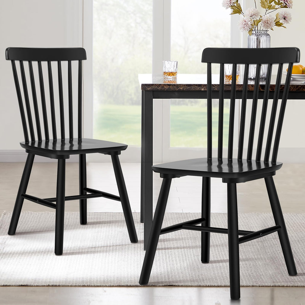 Windsor Dining Chair Set of 4, Spindle Back Wooden Chairs, Farmhouse Country Wooden Dining Chairs for Dining Living