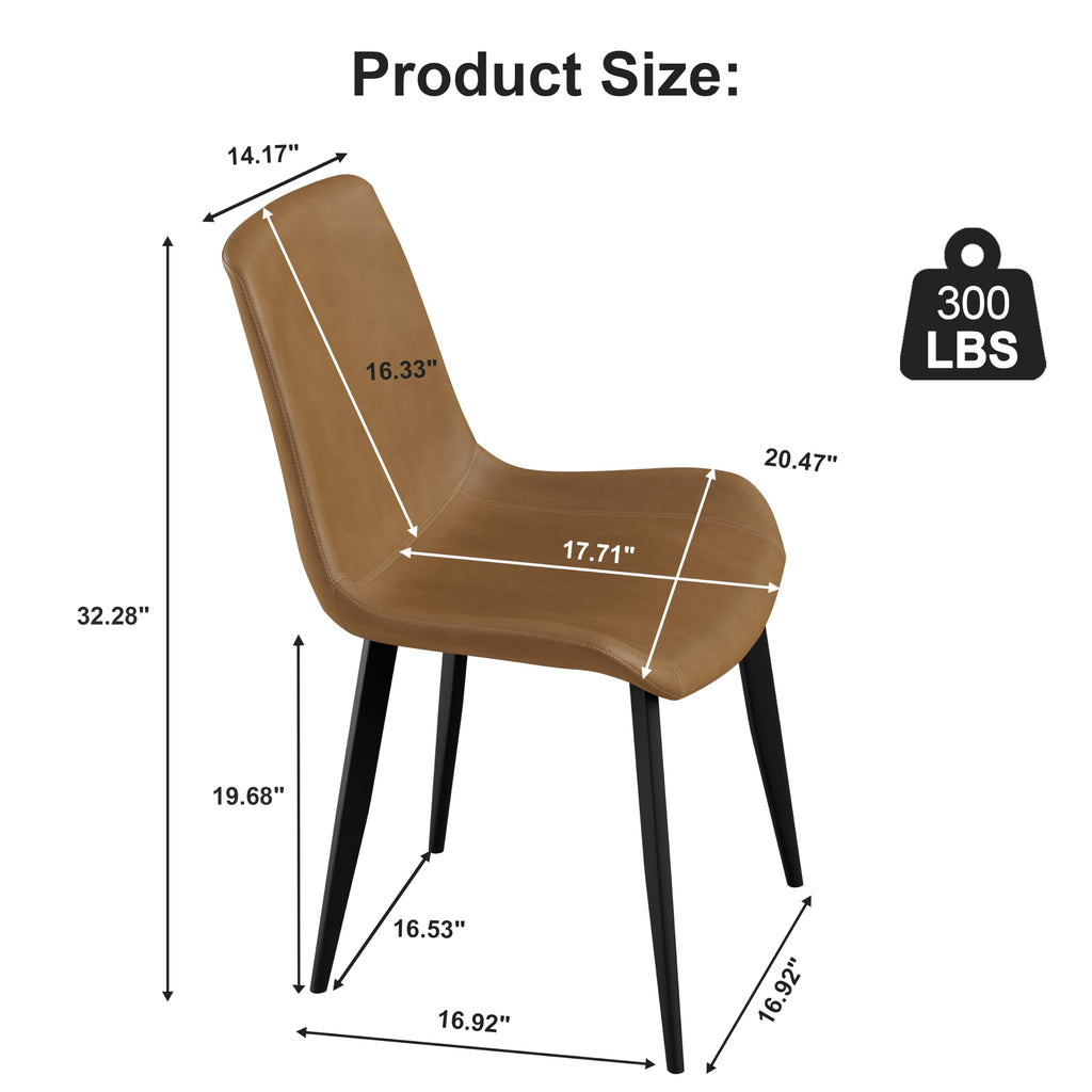 Dining Chairs, Modern PU Leather Dining Room Chair with Sturdy Metal Legs, Upholstered Seat Dinner Chairs Accent Side