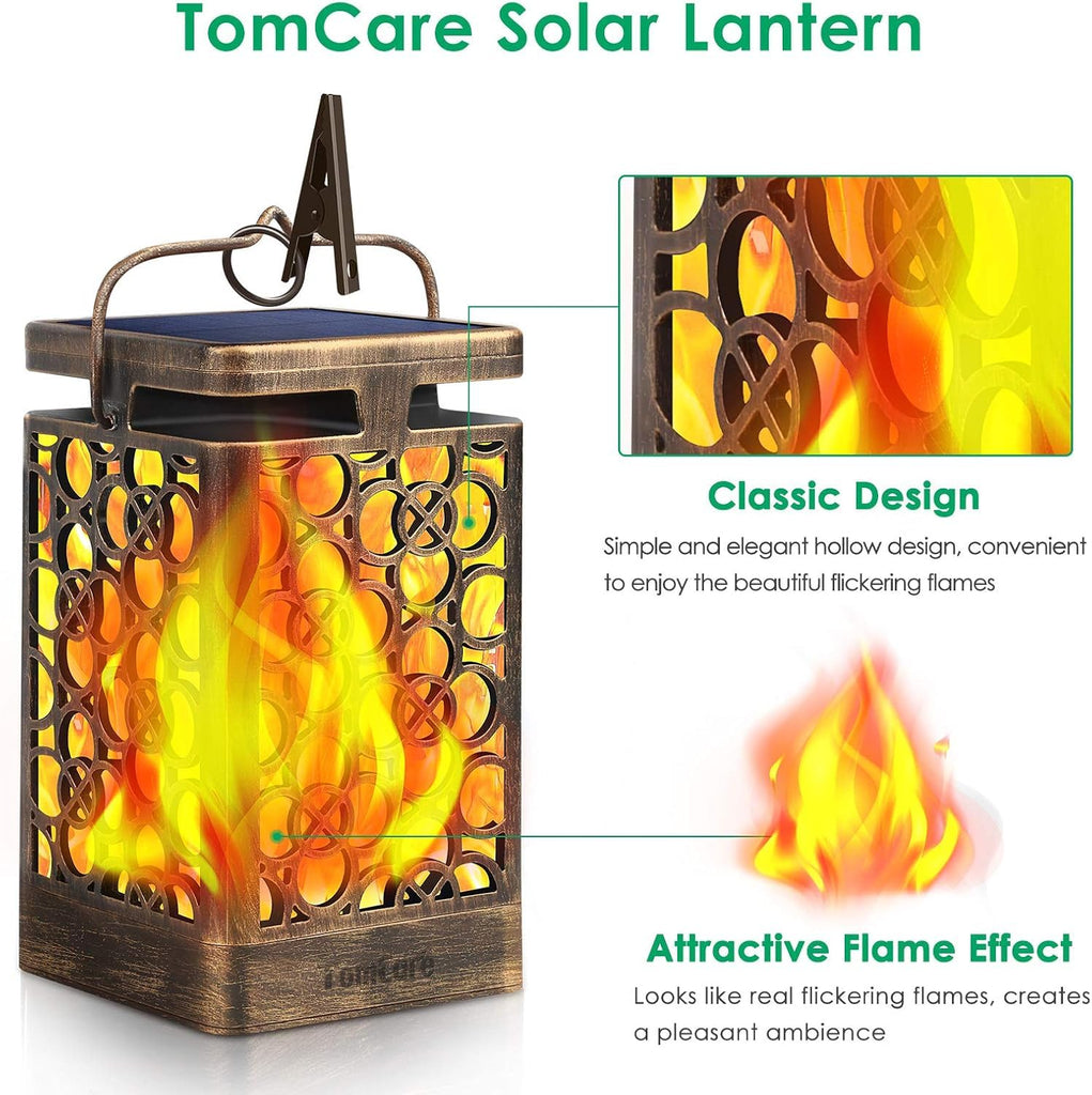 Solar Lanterns Outdoor, Flickering Flame Hanging Lights, 4 Pack