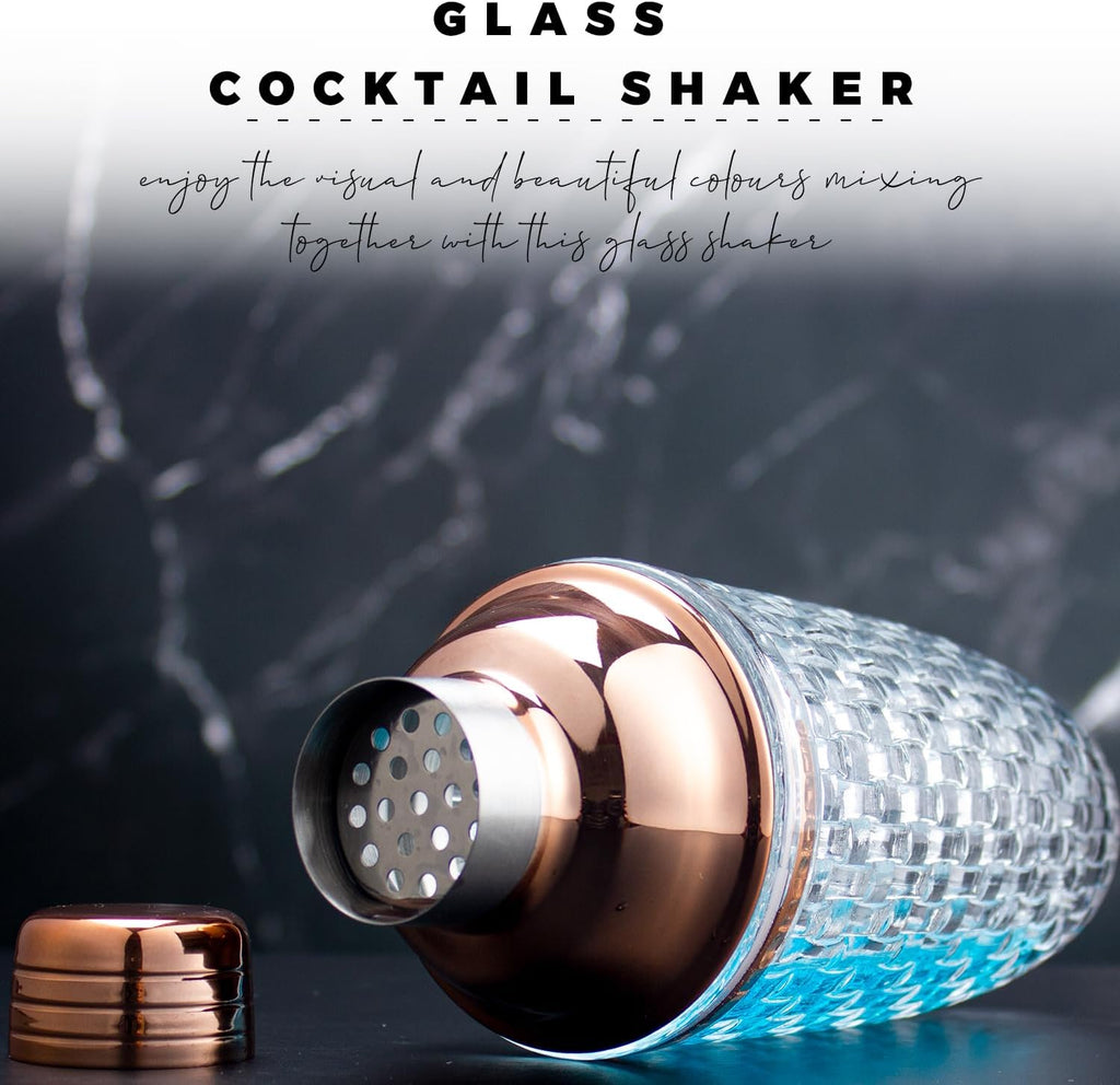 Rose Gold Cocktail Shaker Set with Jigger, Bar Spoon & Muddler - Set of 4