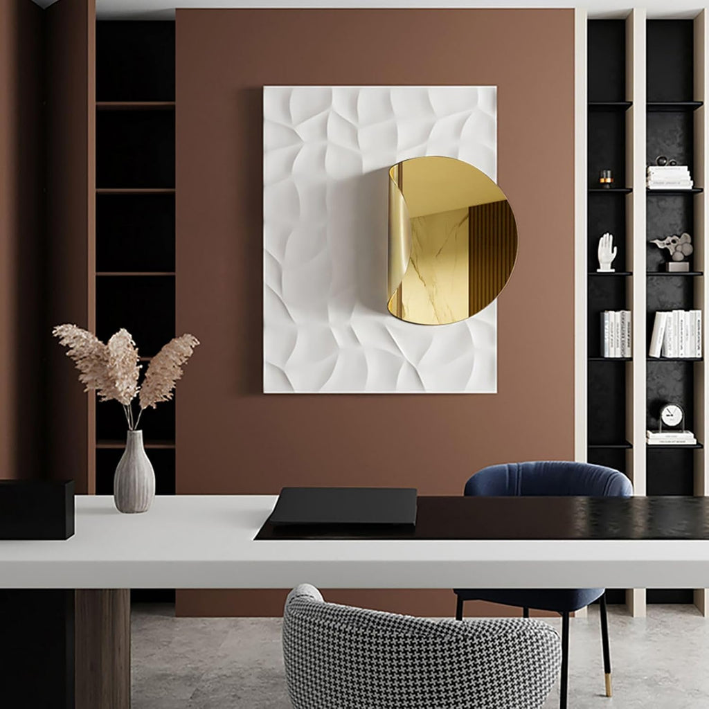 Large Modern Metal Wall Art, 3D Geometric Gold Abstract Rectangle Wall Sculpture, Contemporary Wall Hanging Decor