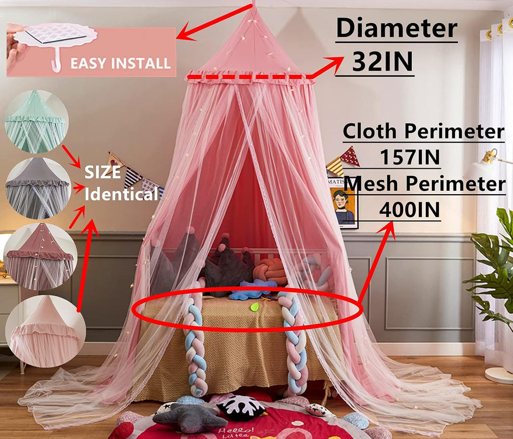 Bed Canopy Double Layer Princess Round Dome Dreamy Mosquito Net Bedding Girls Room Castle Play Tent Hanging House
