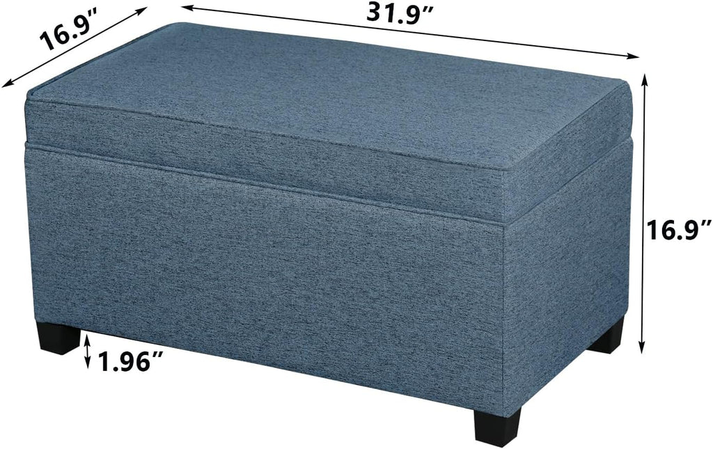 31 Inches Storage Ottoman Bench, Non-Folding End of Bed Foot Rest Stools Ottoman with Thicker Foam Padded Seat