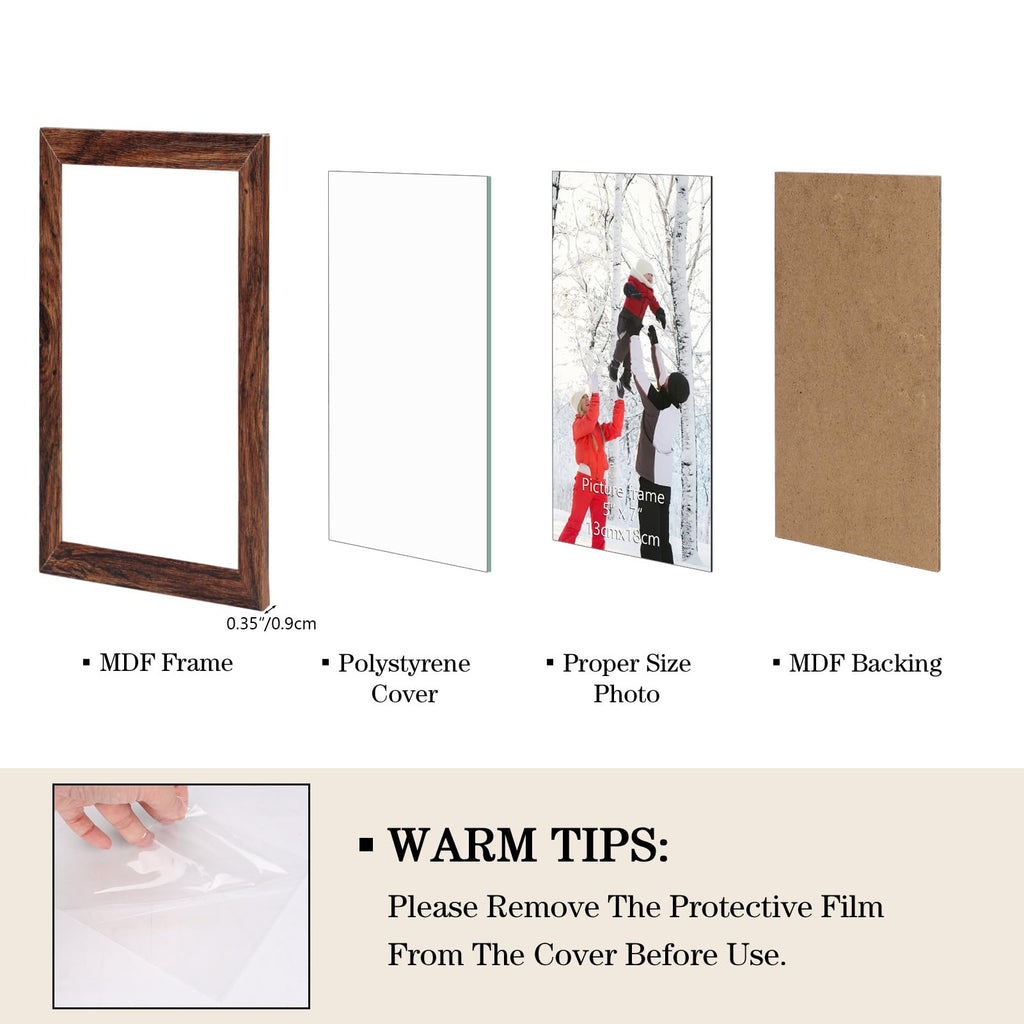 5x7 Picture Frame Bulk Set of 18, Distressed Brown Photo Frame