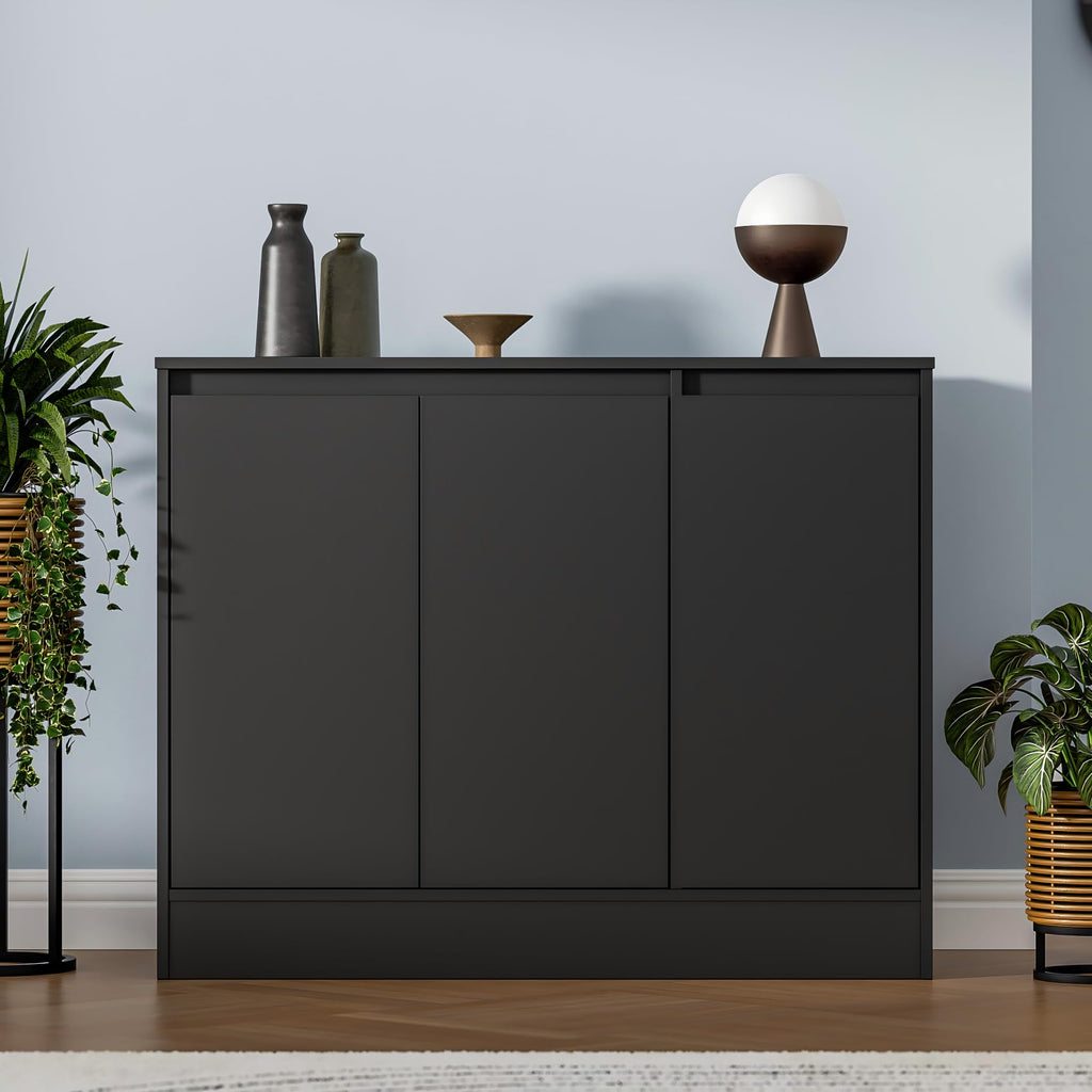 Buffet Cabinet with 3 Doors, Coffee Bar Cabinet with Storage, Black