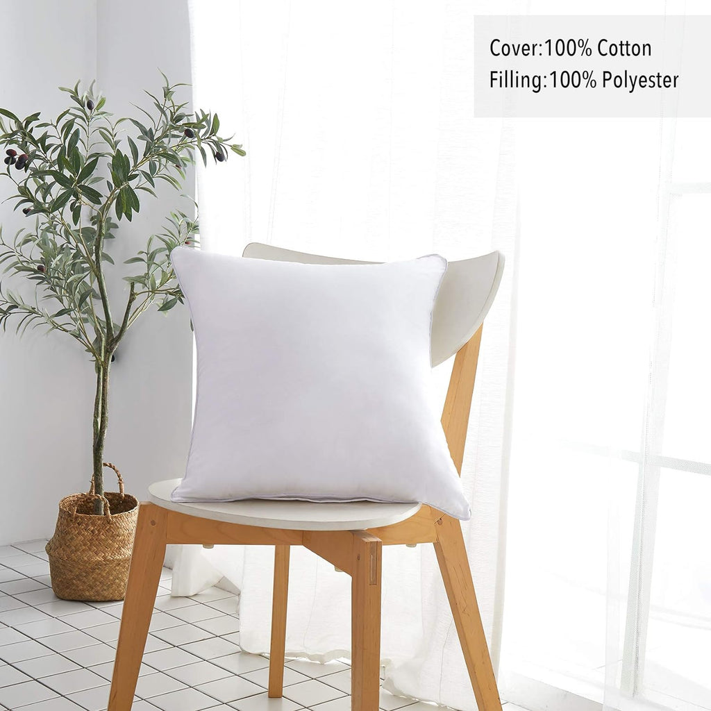 18"x18" Pillow Inserts () - Throw Pillow Inserts with 100% Cotton Cover - 18 Inch Square Interior Sofa Pillow - Set of 2