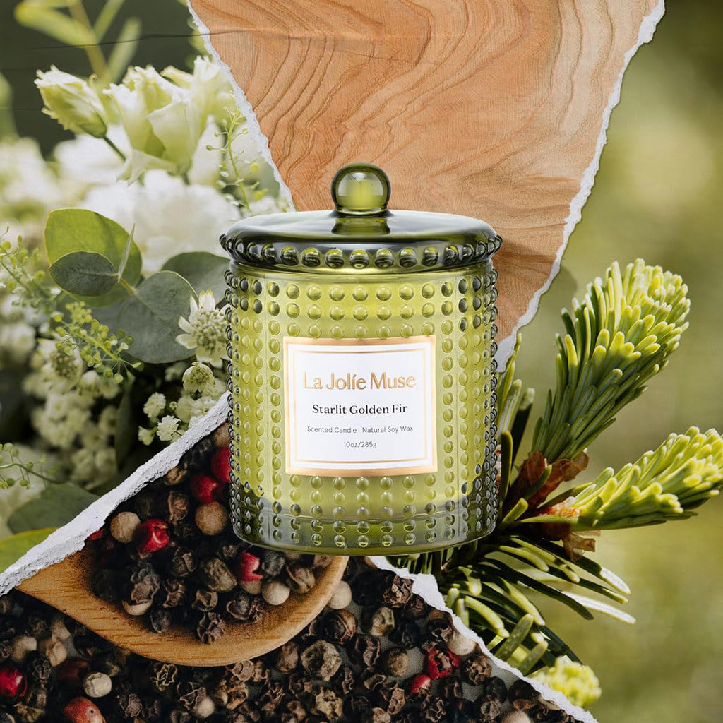 Starlit Fir Pine Scented Candles, Natural Soy 55 Hrs