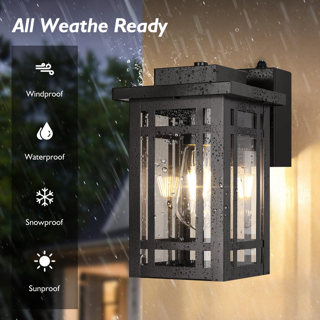 2-Pack Outdoor Porch Lights with Outlet, Dusk to Dawn Motion Modern Outdoor Wall Lights Exterior Lighting Fixtures