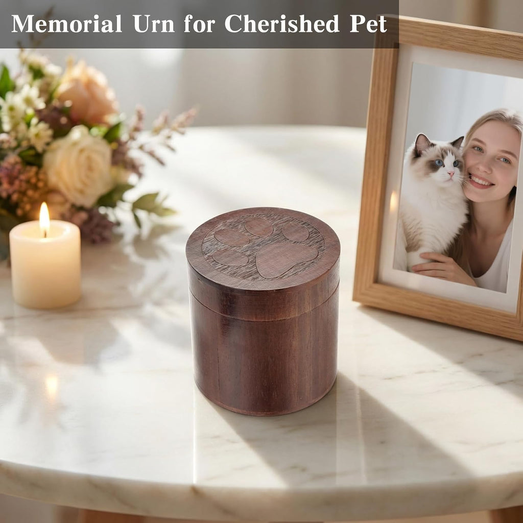 Small Pet Urn Cat Dog 3.94" Wooden Box Cat Urns for Ashes Dog Urn