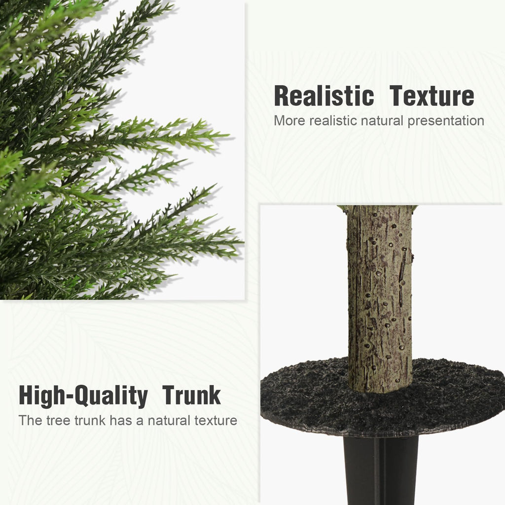 2ft Tall 2 Set Artificial Cypress Topiary Tree, Outdoor Fake Boxwood Cedar Tree with Spike, Indoor Realistic Faux
