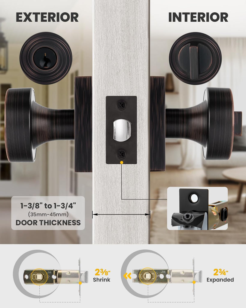 Oil Rubbed Bronze Entry Door Knob with Lock and Key 1 Pack