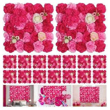16-Pack 3D Artificial Flower Wall Panels, Floral Backdrop Decor