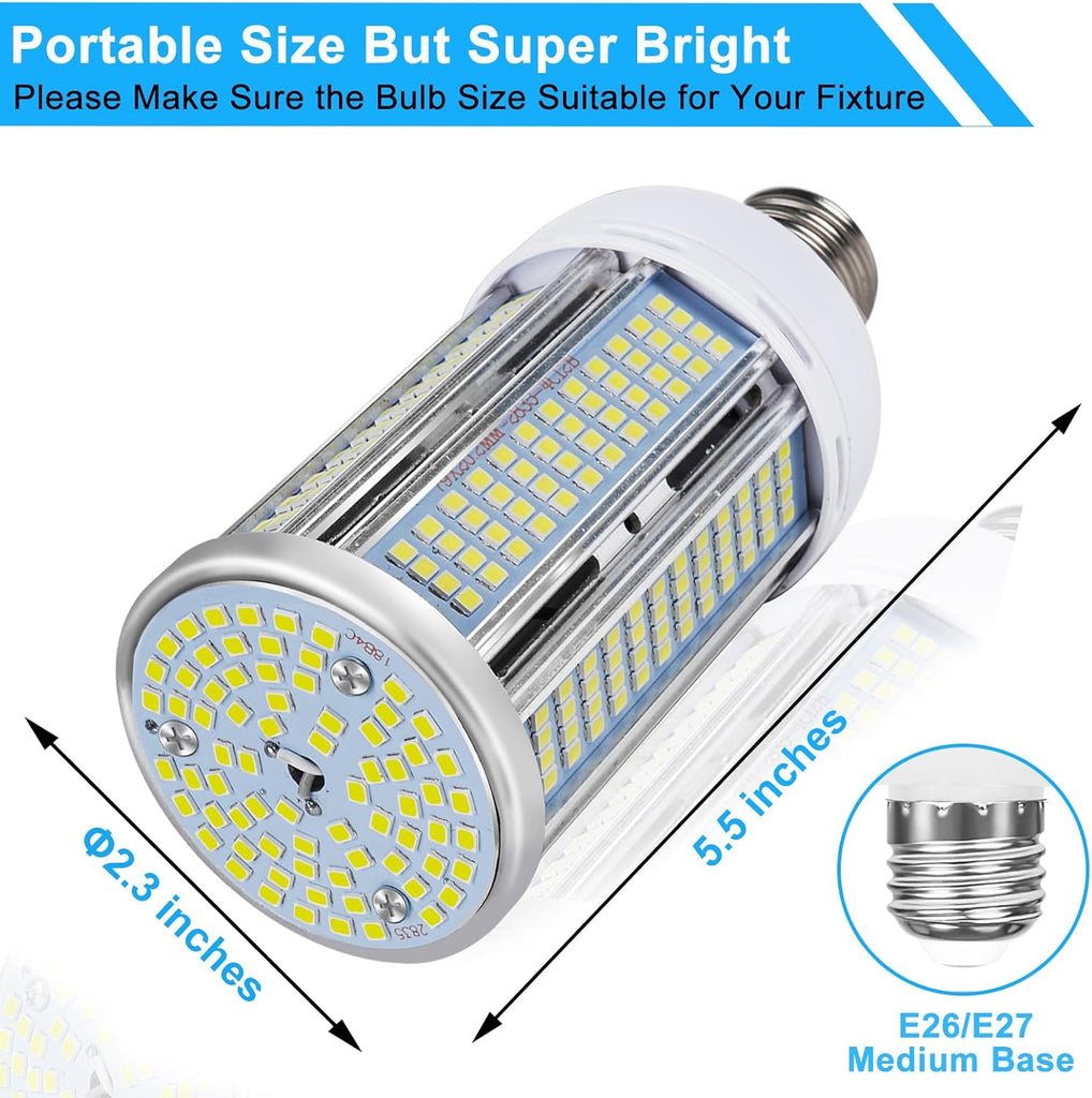 400W Equivalent LED Corn Light Bulb 6000 Lumen Led Corn Bulb 50W Super Bright 5000K Daylight White E26/E27 Base LED
