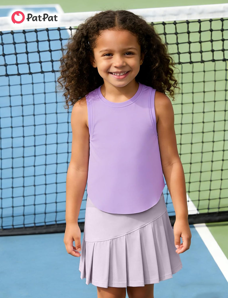 Girls Tennis Skirt Sets Tank Top + Pleated Skort Activewear