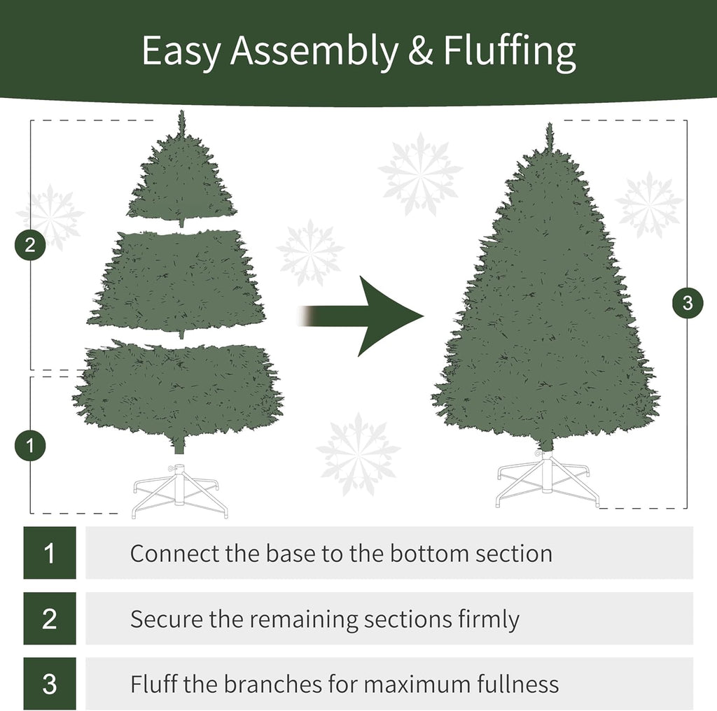 7.5ft Pre-Lit Fraser Fir Pencil Christmas Tree with 350 Clear Lights, 1188 Realistic Dense Branch Tips, Easy Setup