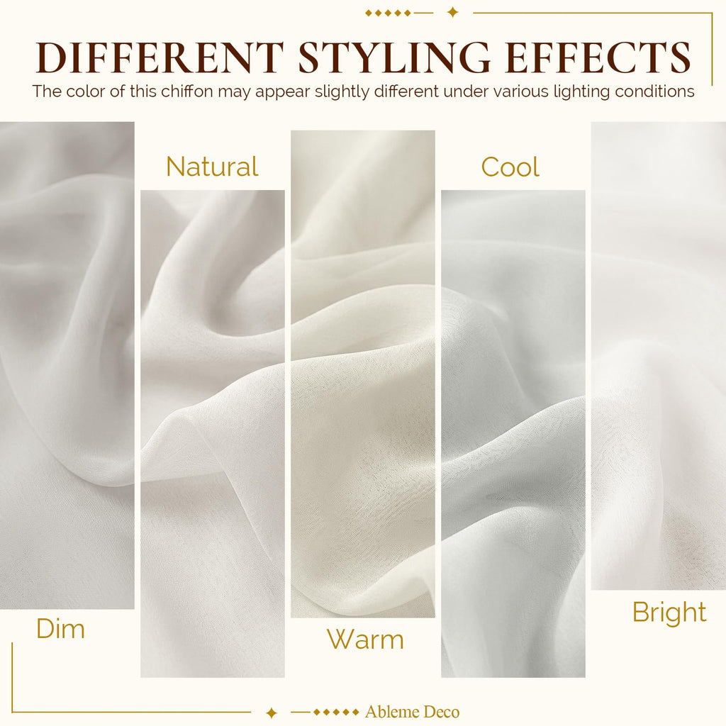 Chiffon Fabric by The Yard 60" x 5 Yards, Soft Sheer Draping (Ivory)
