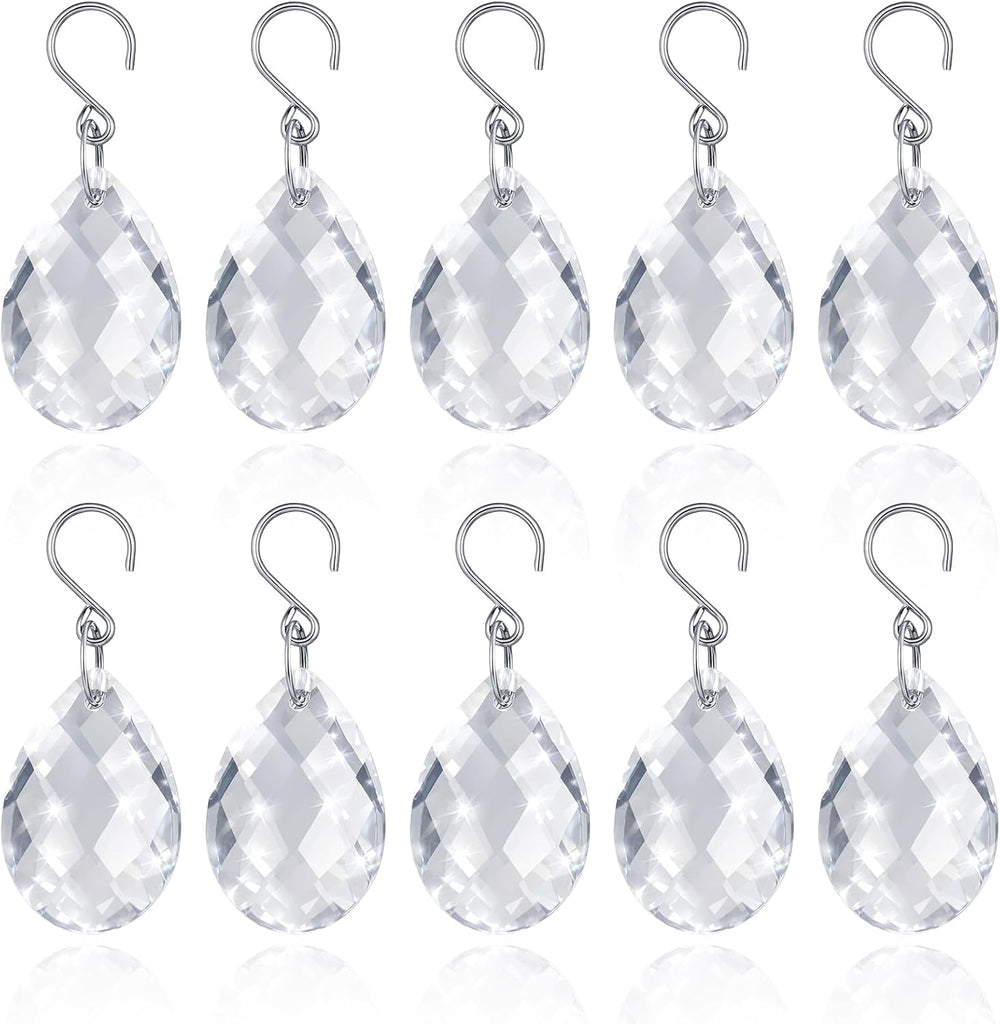 10PCS Crystals for Chandeliers, 37mm Chandelier Crystals Replacement, Hanging Teardrop Crystal Beads