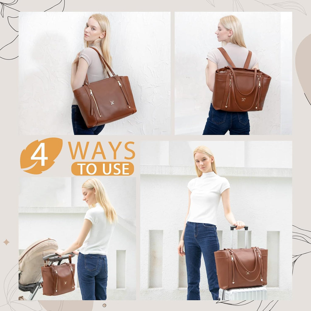 Diaper Bag Backpack Baby Diaper Bag,Leather Diaper Bag Backpack, Diaper Bag Tote with Changing Pad, Stroller Straps