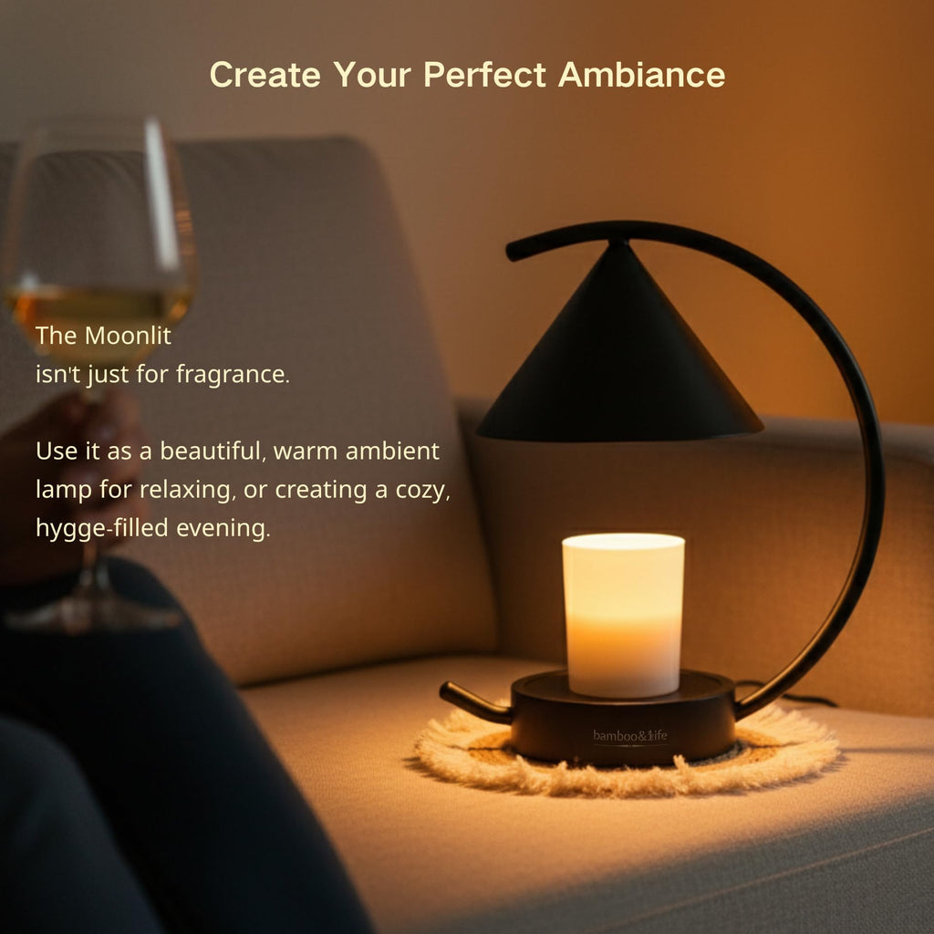 Japandi Moon Arc Candle & Wax Warmer Gift Set, Tsukimi Inspired