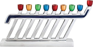 Aluminum Candle - Silverstone Multicolored Tip - Modern Decorative for Chanukah - Fits All Standard Chanukah Candles