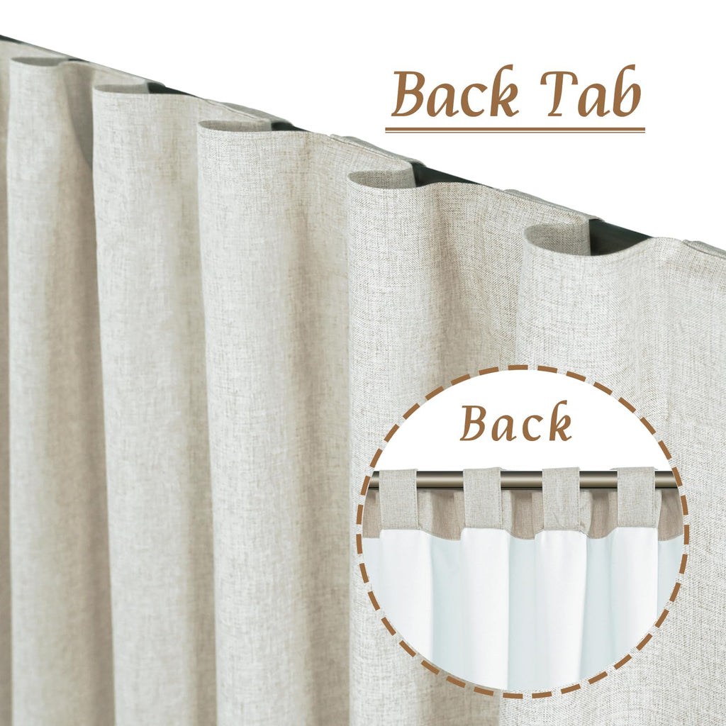 54 Inch Full Blackout Linen Window Curtains, 38 x 54 Inch