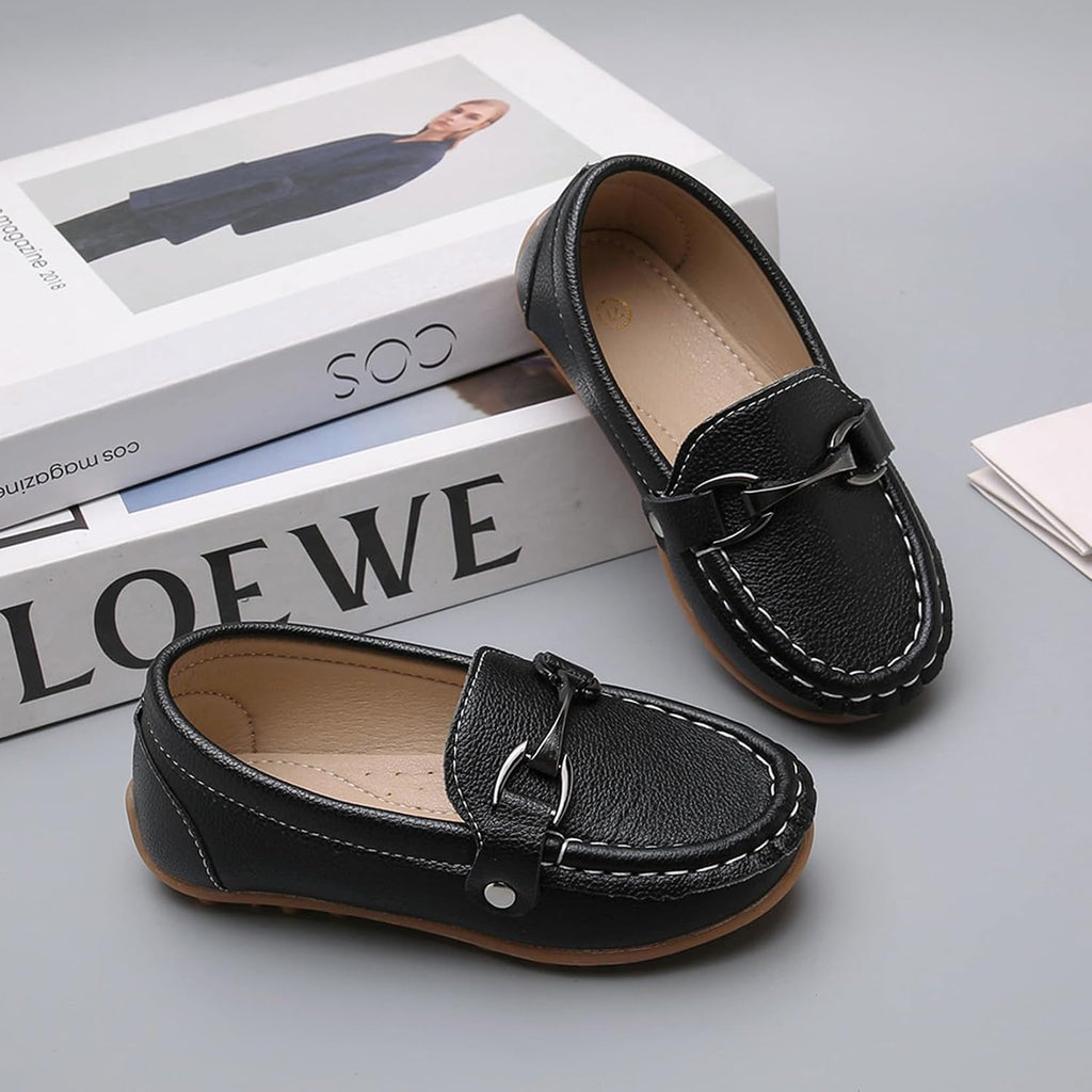 Boys Girls Slip On Loafers Dress Shoes Casual Flat Moccasins