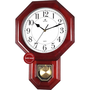18" Schoolhouse Solid Wood Pendulum Wall Clock, Westminster Chime