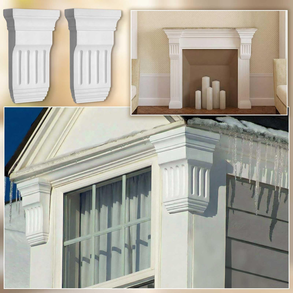 2 Pcs Unfinished Paintable Corbels, 6 W x 2 D x 10 3/8 Inch H