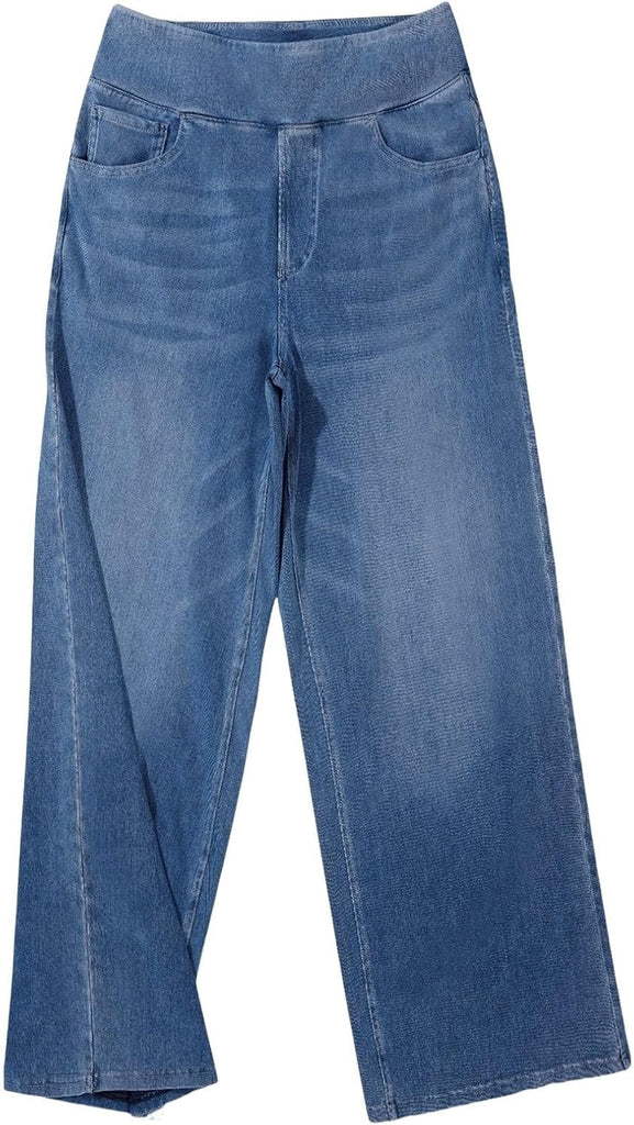 Girls Jeans Baggy Stretch Elastic Waisted Wide Leg Denim Pants Kids Casual Y2K Boyfriend Loose Fit Jeans Trendy