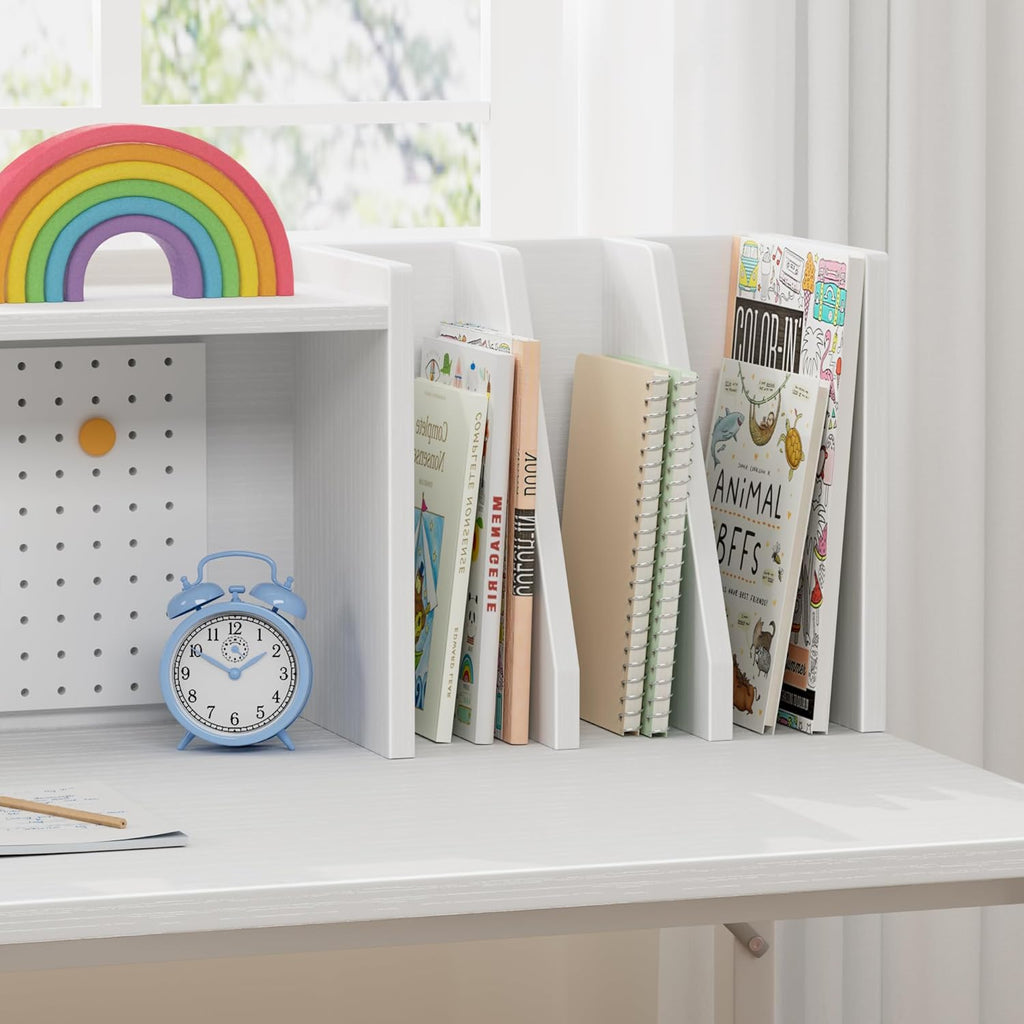 Kids Desk and Chair Set for 6-12 Year Old, Children Study Desk with Hutch and Pegboard, Student Writing Table