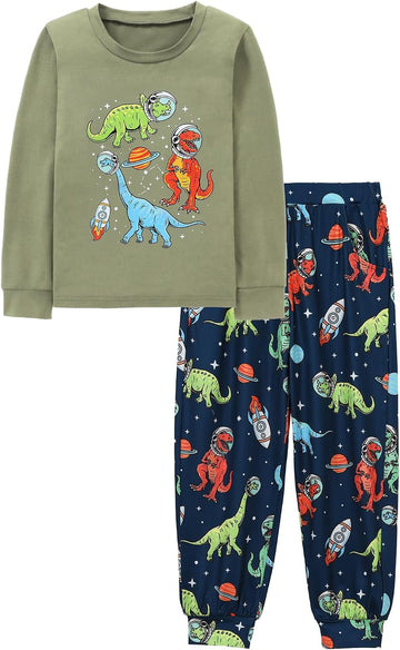 Boys Pajamas Long Sleeve Top Long Pants Pajama Sets Kids Funny Prints Pjs 2 Piece Boy Sleepwear