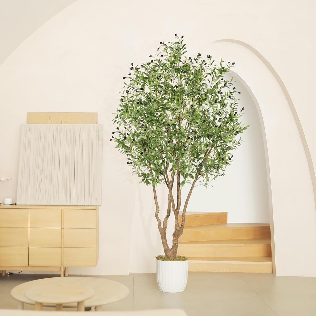 Faux Olive Tree 7ft with Large Branches and Realistic Fruits