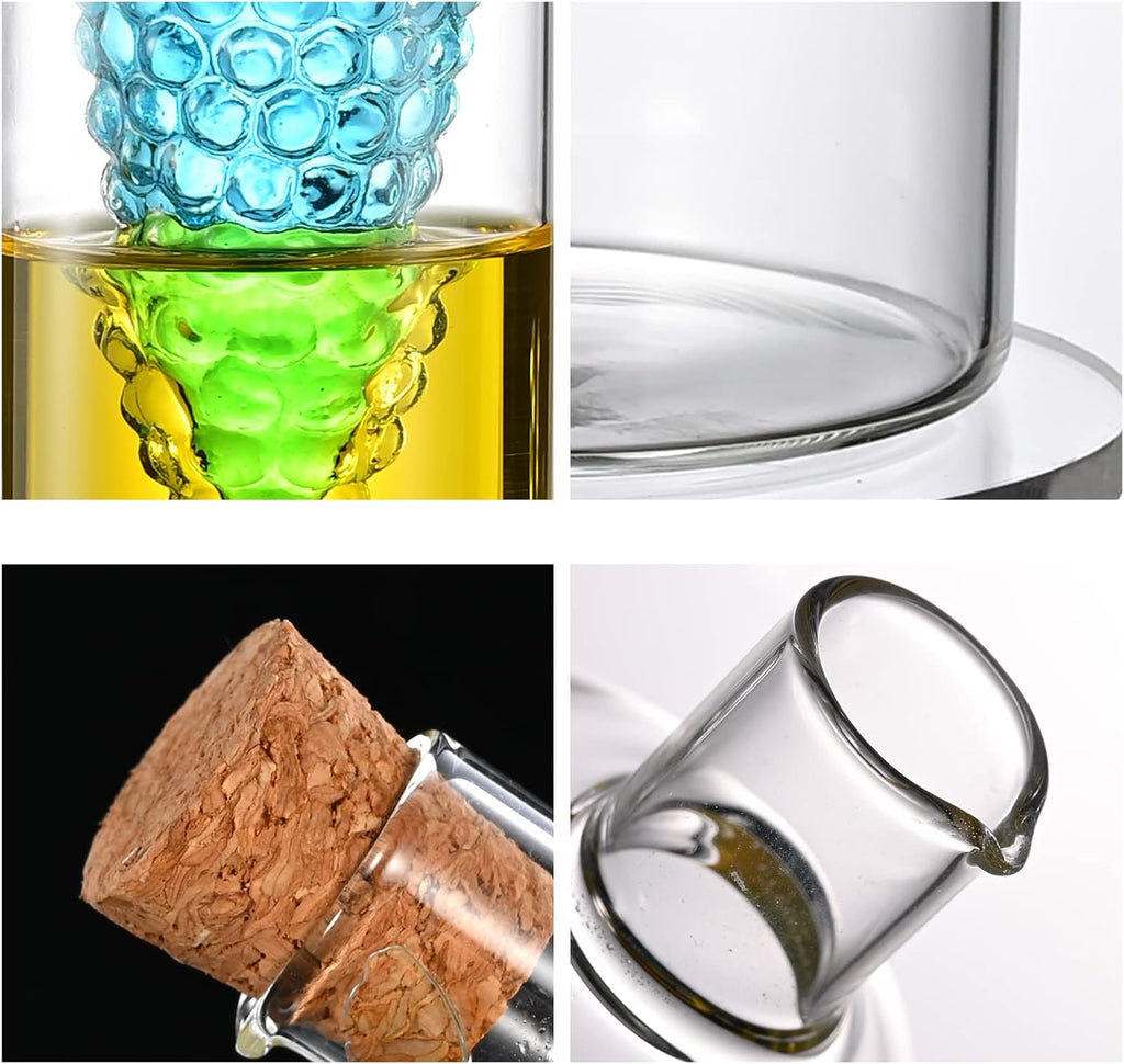 Grape Motif 2 in 1 Glass Oil and Vinegar Cruets,Dual Chamber Bottle
