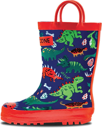 Rain Boots with Easy-On Handles in Fun Patterns for Boys and Girls