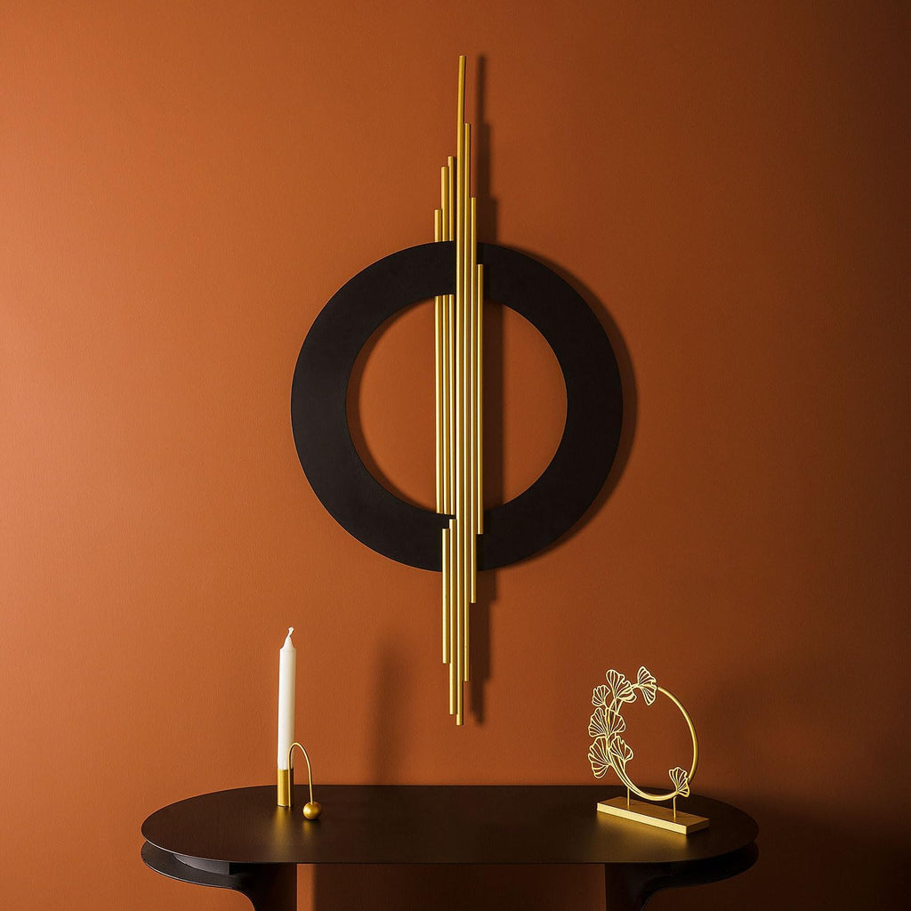 Geometa 3D Large Black and Gold Metal Wall Art, Living Room Wall Decor, Geometric Wall Art, Modern Home Decor, Wall