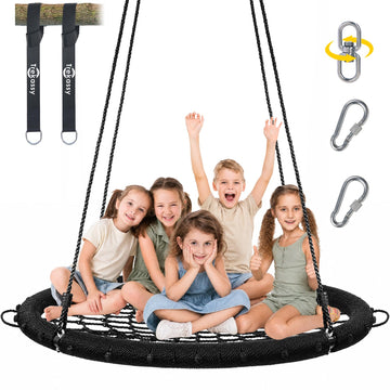 45" Spider Web Saucer Tree Swing with Swivel for Kids & Adults