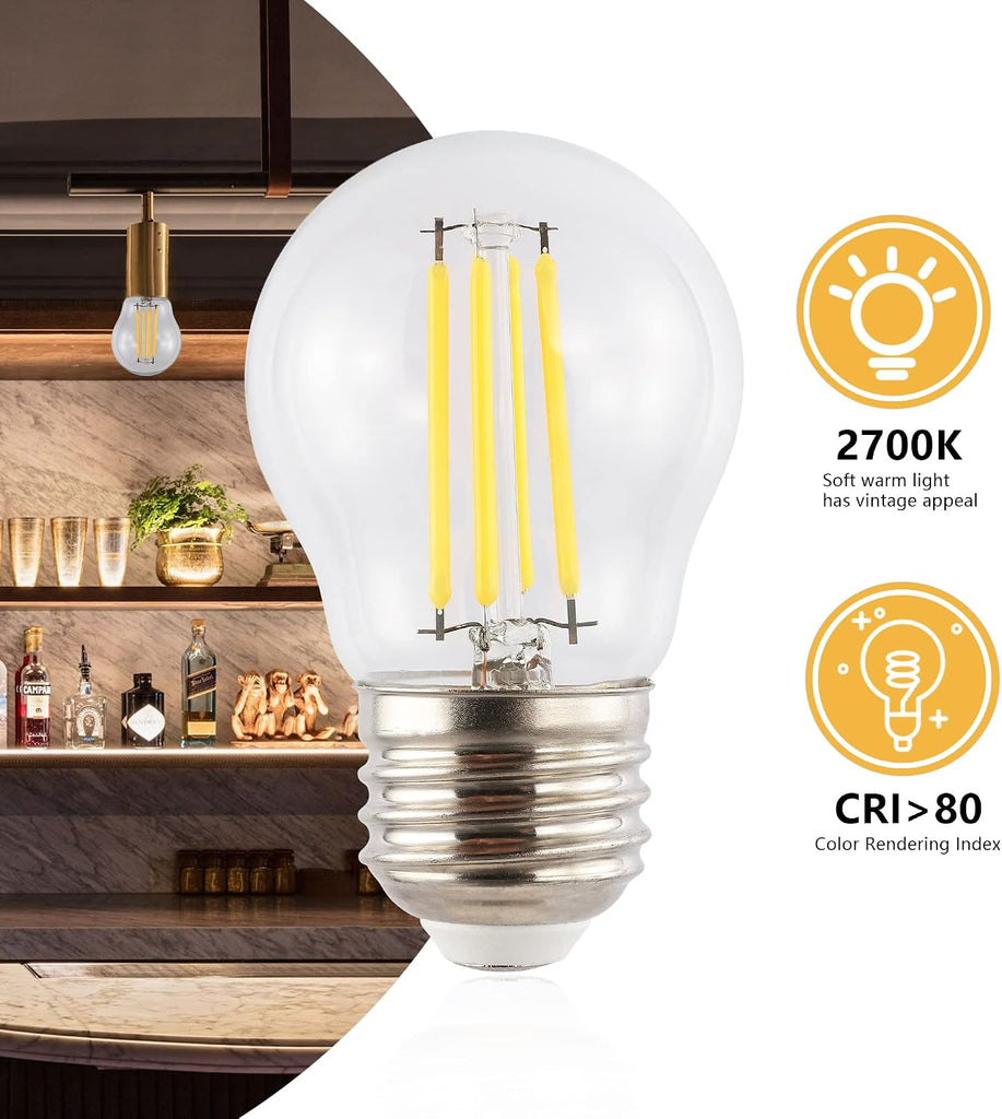 LED Edison Bulbs with E26 Base, 80+ CRI, Clear (Pack of 6)