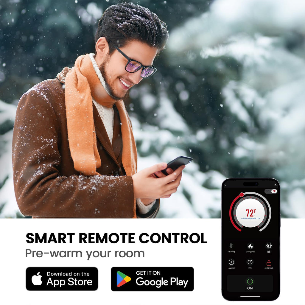 60-Inch Smart Electric Fireplace, 1400W Wall-Mounted or Recessed Fireplace Heater with Ultra-Slim Design, WiFi App