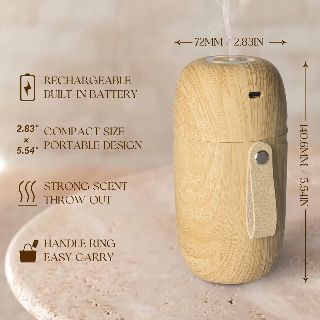 Waterless Essential Oil Diffuser, Rechargeable & Wireless Aromatherapy Diffuser, Portable Air Diffuser with Time