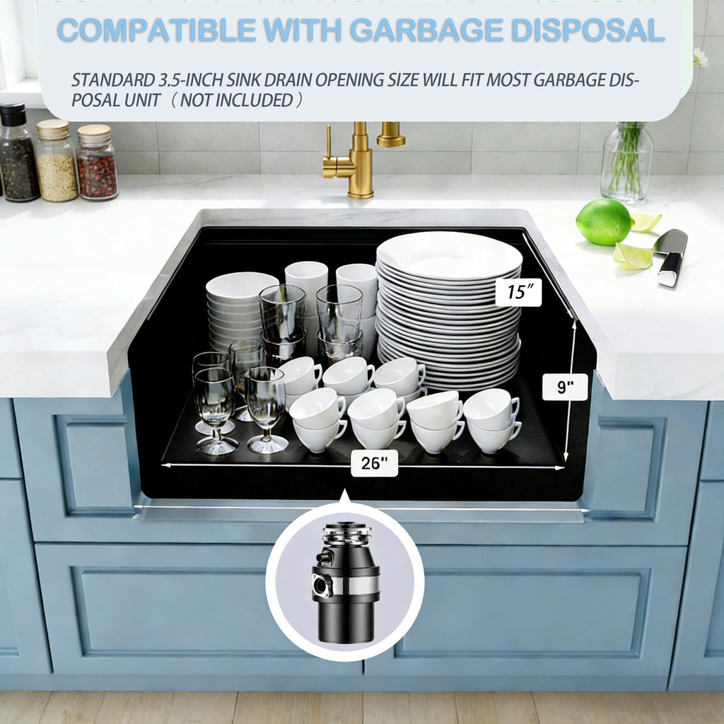 28 Inch Black Undermount, 16 Gauge Workstation Sink