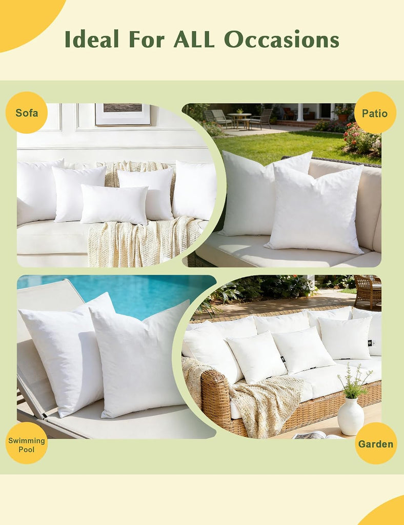 Organic Feathers Down Outdoor Pillow Insert 22x22 - Set of 2