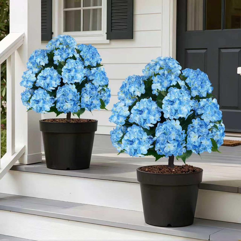 2 Pack 33" Artificial Topiary Ball Trees with Blue