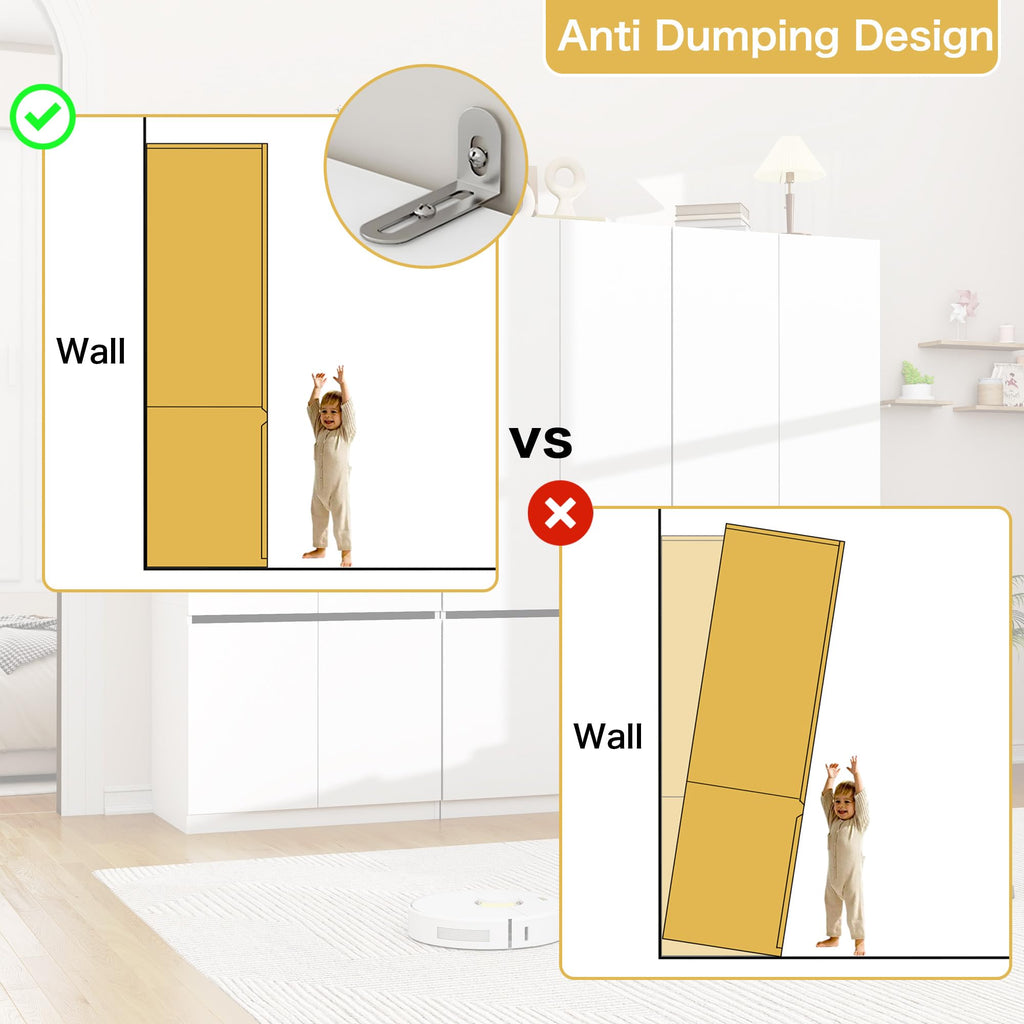 White Armoire Wardrobe Closet with 6 Doors: 75" H x 95" W