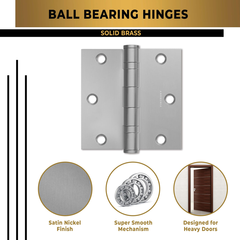 Door Hinge Ball Bearing 3.5 x 3.5 Inches Solid Steel Durable Heavy Duty Machined NRP Architectural Grade Mortise