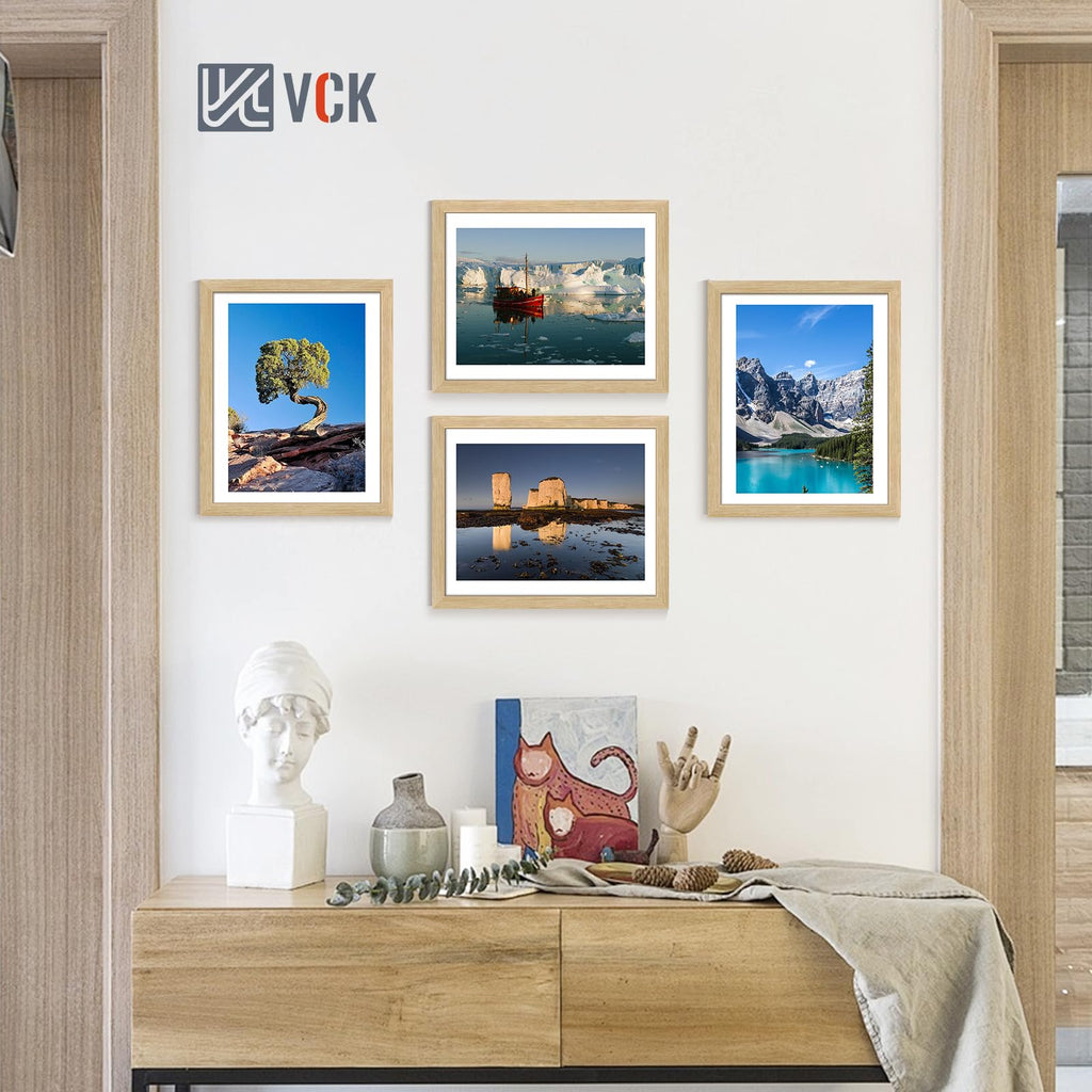 16x20 Frames Oak 4 Pack, Wide Thick Wood Border, for Poster/Prints